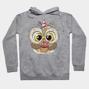 Cute owl with cupcake Hoodie